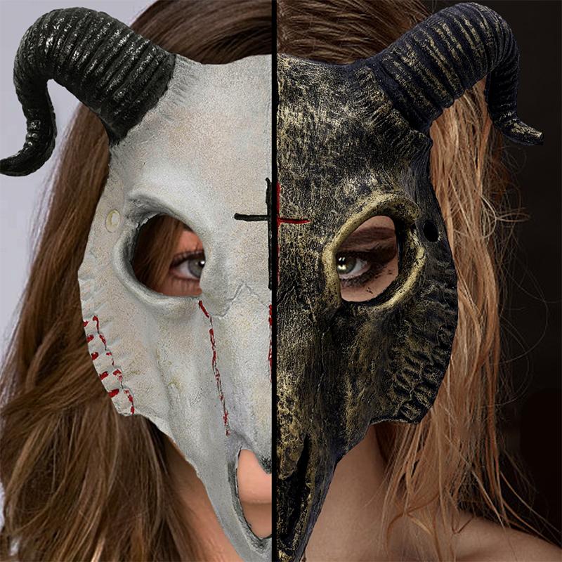 Halloween Skeleton Goat Horror Masks Skull Horror Demons Cosplay Dance Prom Carnival Party Props Roleplay Animal Mask for Adults
