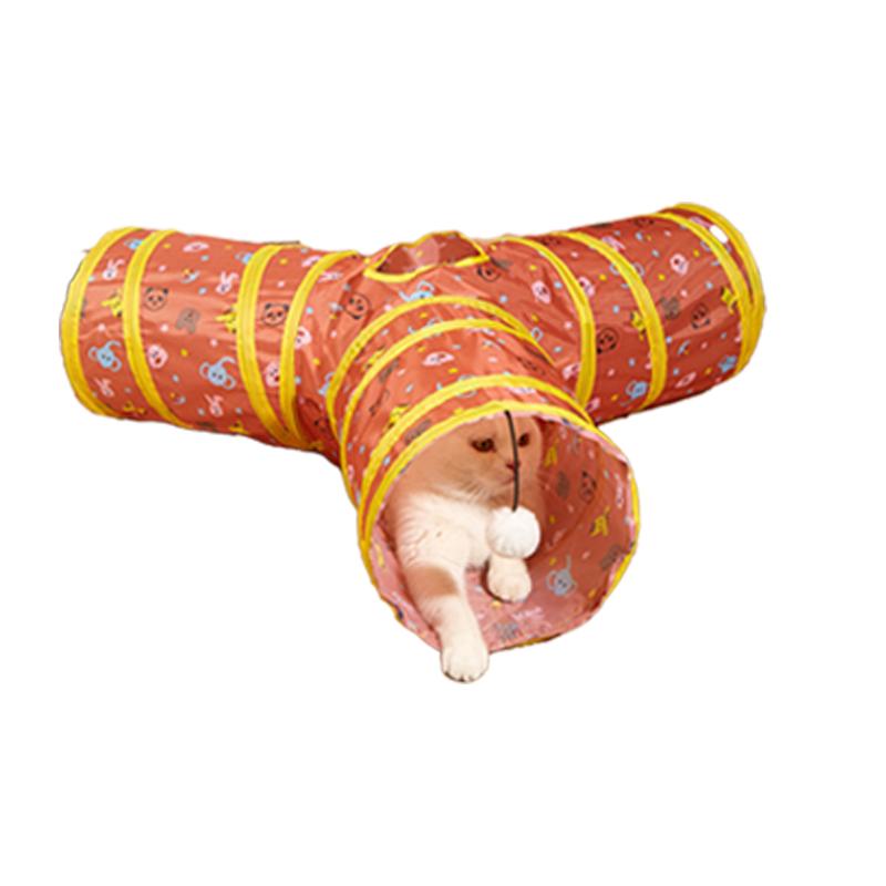 Y-Shape Pet Cat Tunnel Toys Foldable Kitty Training Interactive Peek Hole Fun for Cats Rabbit Animal Play Tunnel Tube Toy