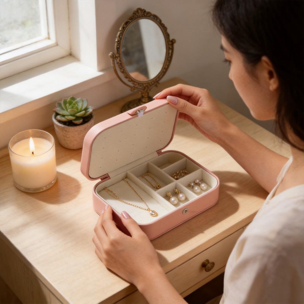 High End Jewelry Storage Box With Double Layers For Earrings Rings Necklaces And Bracelets