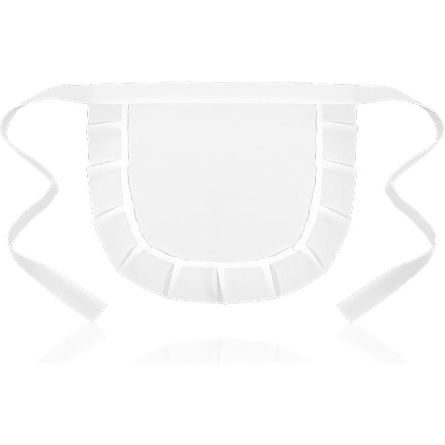 Cosplay Waist Apron White Half Apron for Women with Cute Ruffle Design Maid Aprons Vintage Skirt Puffy Tight Costume Half Aprons for Party Cosplay