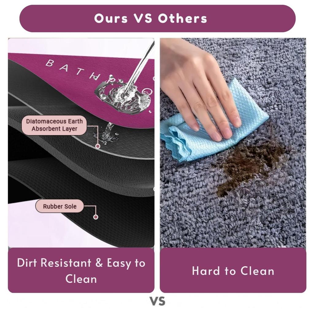 Pack of 2 Quick-Dry Anti-Slip Bathroom Mat | Non-Slip Rectangular Doormat | Bathroom Print Water-Absorbing Rubber Mat for Bathroom, Kitchen, Office