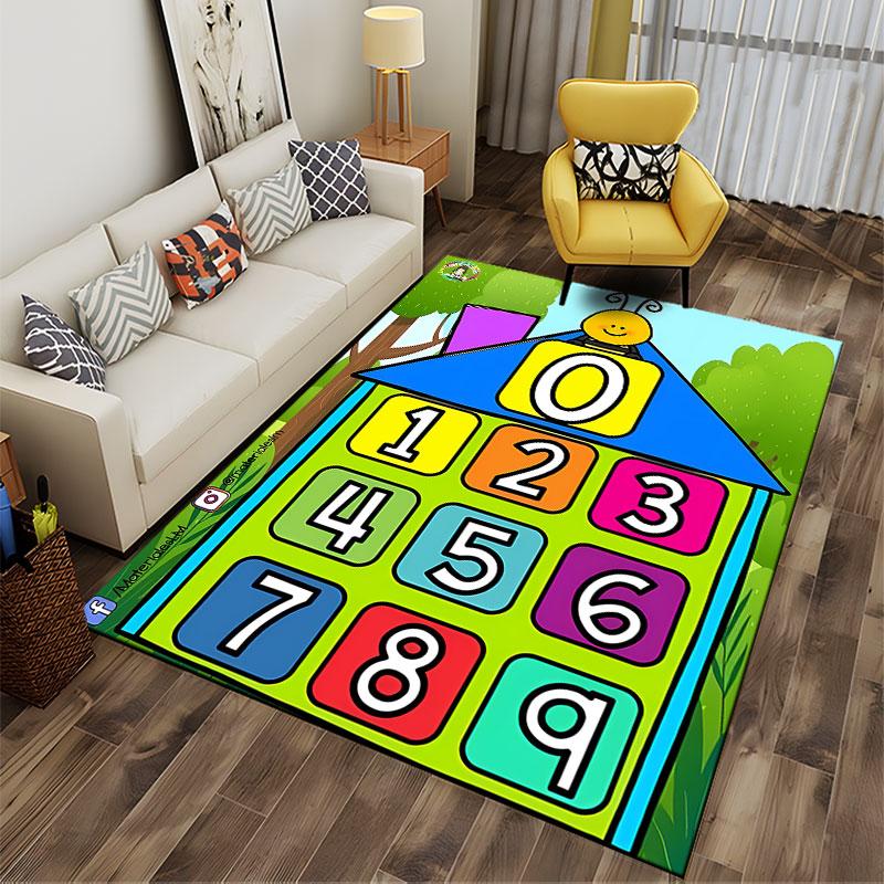 Number House with Cute Bee Suitable As a Non-slip Mat for the Living Room or Bedroom Sofa