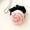 French Stain Rose Flower Elastic Hairbands Women Girls Hair Ropes Ties Flower Hair Scrunchies Ponytail Holder Hair Accessories