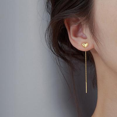 Minimalistische Herz Lange Quastenohrringe Gold Silber Farbe Kleine Liebe Ohrlinie Piercing Ohrringe Koreanische Lange Kettenohrringe Frauen AVE