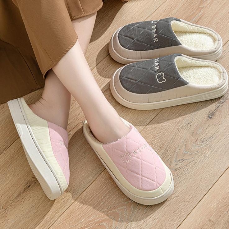 Wasserdichte, rutschfeste Winterhausschuhe aus Baumwolle für Paare – warme Hausschuhe für Damen