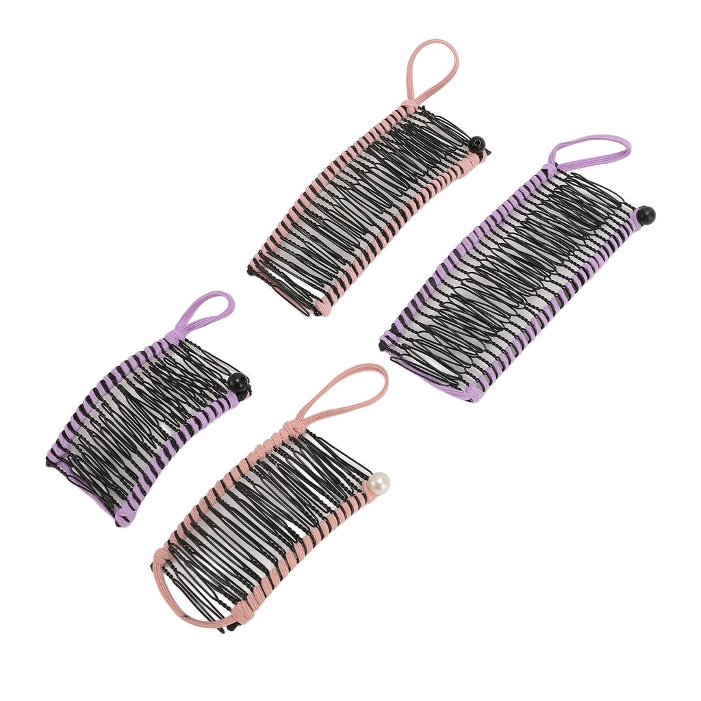 4pcs Stretchy Banana Hair Clip Vintage Decorative No Pressure Non Crease Clincher Comb Tool for