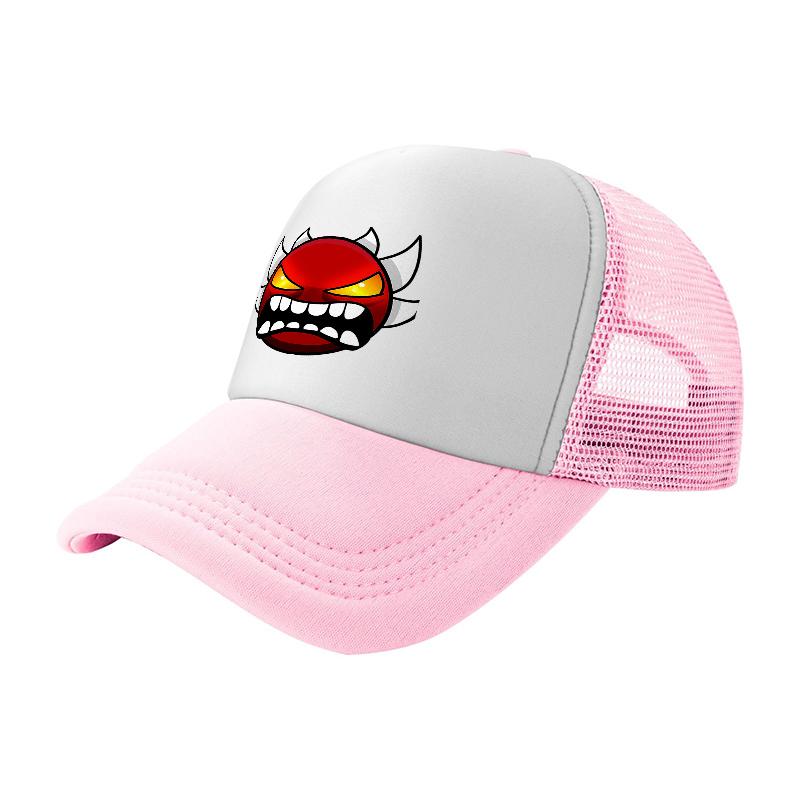 Angry Red Demon Face Logo Mesh Baseball Cap Breathable Trucker Hat for Unisex and Women Fashion Streetwear Accessory