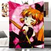 Cute Anime Girl Pattern Flannel Printed Blanket Suitable for All Seasons Suitable for Living Room Office Sofa and Travel