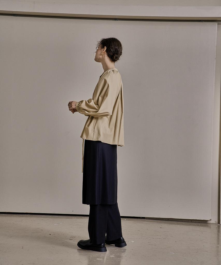 Kkeulle Wool Twill Setup Skirt_Navy