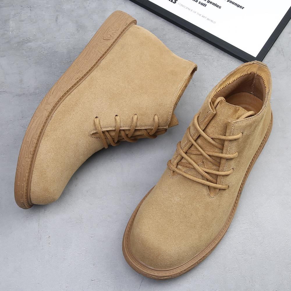 Pánské kotníkové boty Retro Všestranné Britský vítr Pomocné pracovní boty Pravá kůže pro muže Vysoké pánské boty Hovězí semišová kůže