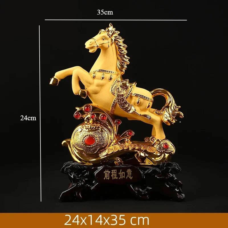 Chinese Style Horse Shape Artwork Lucky Horse Resin Home Decoration Ornaments Desk Study Crafts Home Decorations Gifts