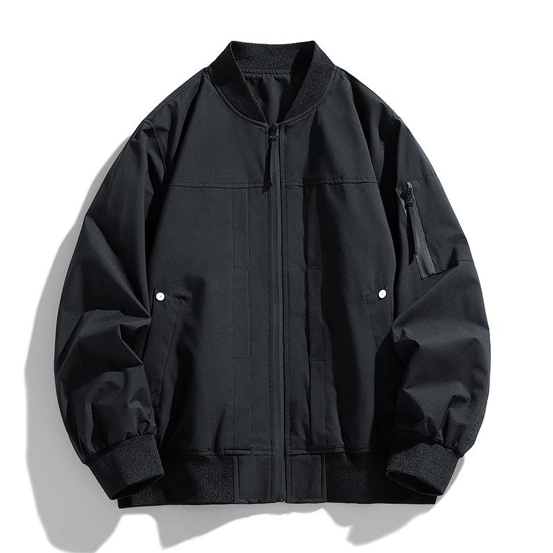 

Мужская водонепроницаемая ветровка больших размеров (L-9XL) - Воротник-стойка, Однотонный, Весна/Осень, Модное брендовое пальто 2XL чёрный