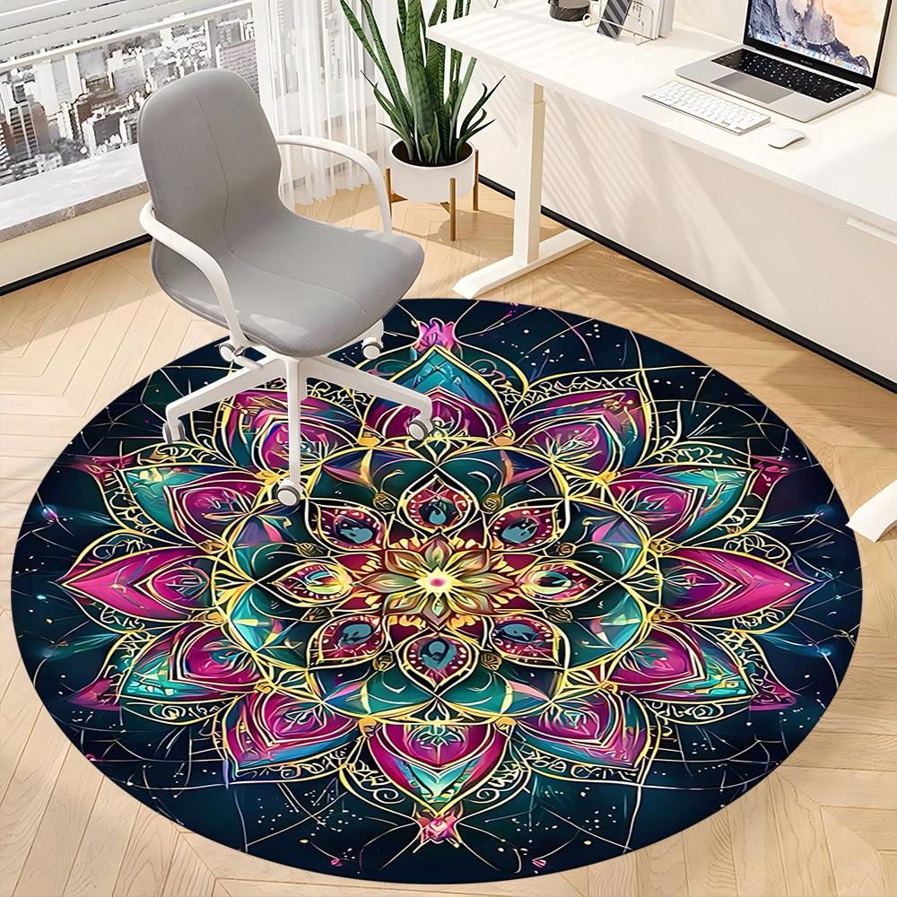 1PC Mandala Artwork Chair Carpet for Office Non-Slip, Lightweight, Machine Washable Rug for Office, Sleeping, Room - Holiday DecorPolyester,