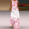2026 Summer Fashion Retro Multicolor V Neck Sleeveless Maxi Dress