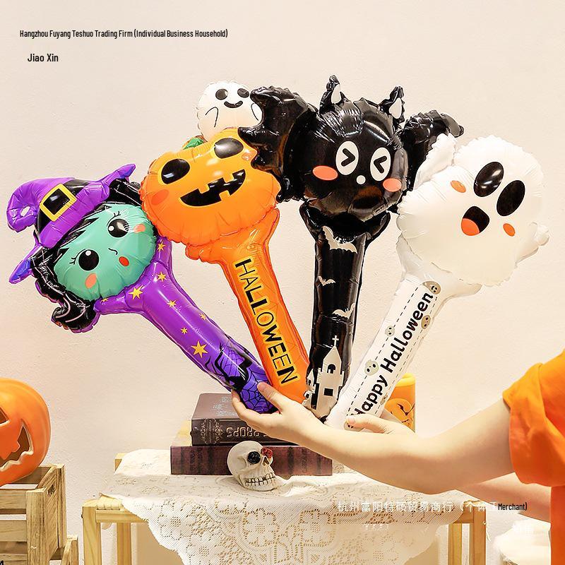 Halloween Pumpkin Lantern Balloons with Handheld Sticks for Party and Kindergarten Decorations