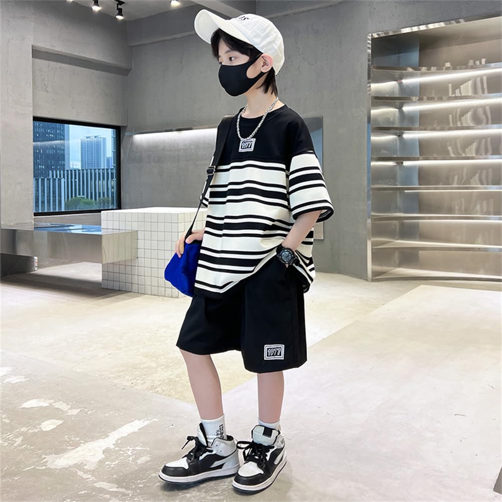 Short Korean Short Sleeve Top and Bottom 170cm Top and Bottom Cute Elementary School Gift [KOSIKINI] Children's Clothing, Boys' Setup, Sleeve,
