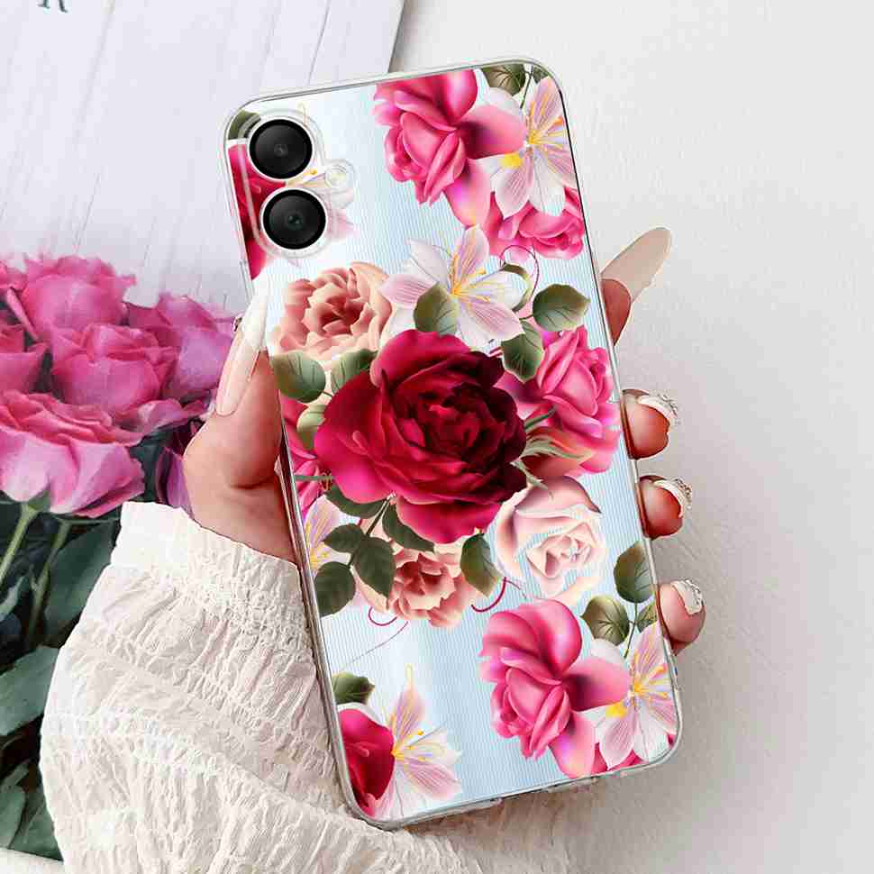 For Samsung A06 4G Case SM-A065F Colorful Flowers Soft Silicone Back Cover Phone Cases For Samsung Galaxy A06 A05 Bumper