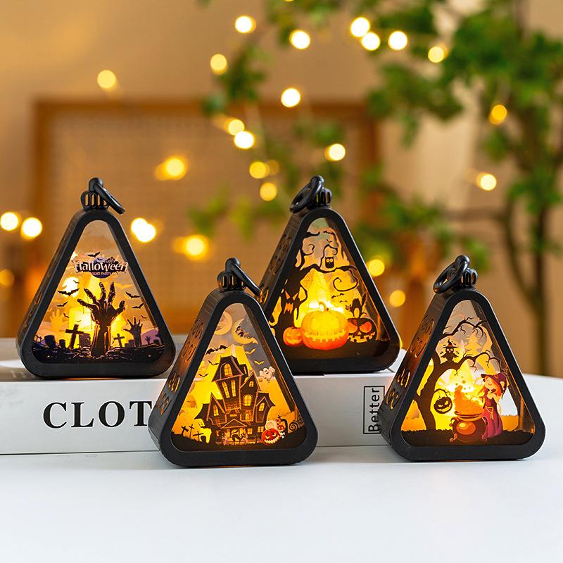 Eco-friendly Handmade Plastic Halloween Pumpkin Lantern Handheld Small Gifts Desktop Ornaments Decoration Props