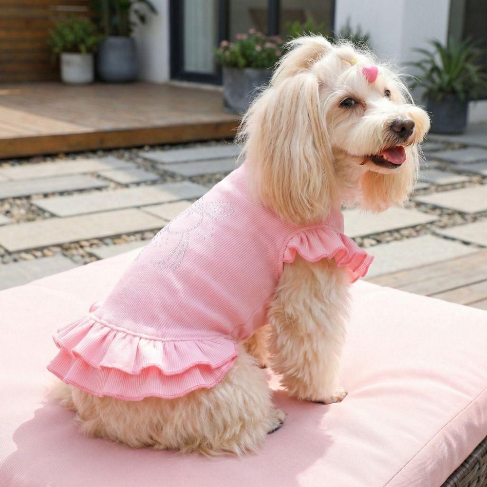 Lotusblatt-Kanten-Haustierbasis-Kleid Weich Bequem Liebhaber-Muster Hundekleid Hemden Einfarbige Haustier-Schichtrock Haustier-Show