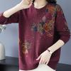 Women's Printed Wool Sweater Loose-Fit Crew Neck Plus-Size Sweater Autumn and Winter Warm Soft Stretchy Knit Top