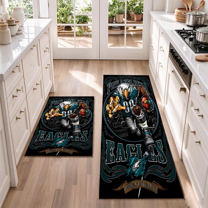 Philadelphia Eagles Flannel Kitchen Floor Mat – Non-Slip, Absorbent and Easy to Clean Suitable for Kitchens, Entryways Bedroomsand Bathrooms