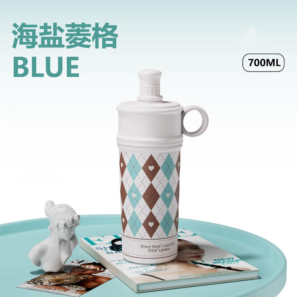Ceramic double drink coffee cup large capacity portable straw thermos cup light luxury high sense gift box gift cup