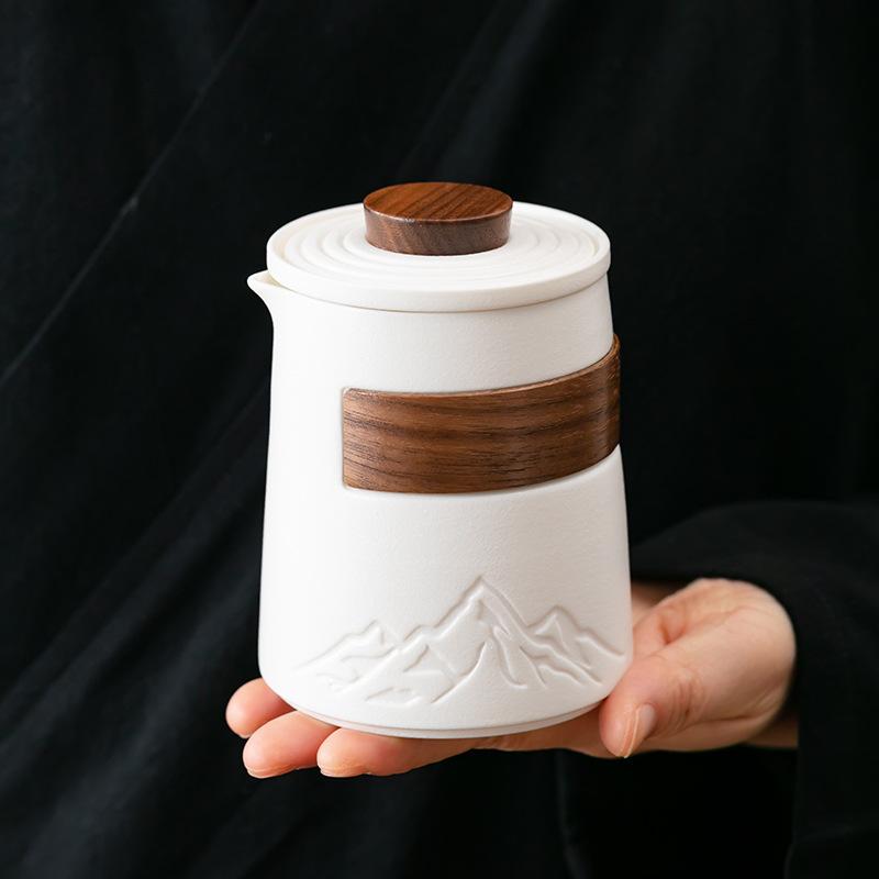 Ceramic Portable Travel Tea Set 1 Pot 4 Cups Camping Outdoor Single Person Drink Business Souvenir