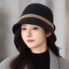French Hepburn woolen fisherman's hat Children's wide brims show their faces Small spring and autumn new temperament versatile age-reducing basin hat