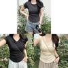 Plain Cotton Short Sleeve T Shirt With Pleated Detail For Casual Wear