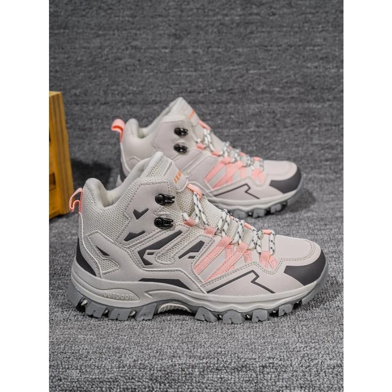

New Outdoor High Top Hiking Shoes with Breathable Mesh Anti Slip Wear-resistant Cotton Shoes 41 рожевий