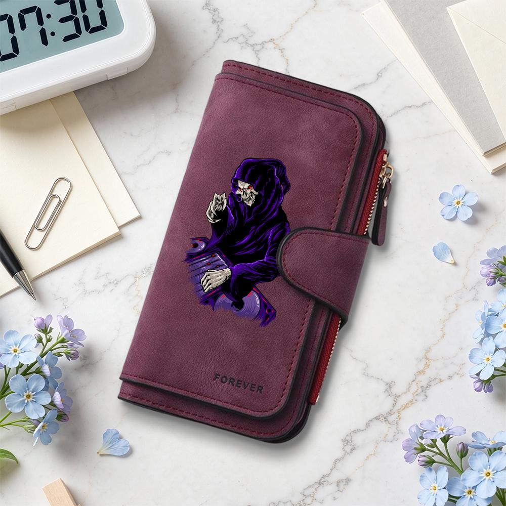 Gothic Grim Reaper Long Wallet Cool Printed Purse Forever Card Holder