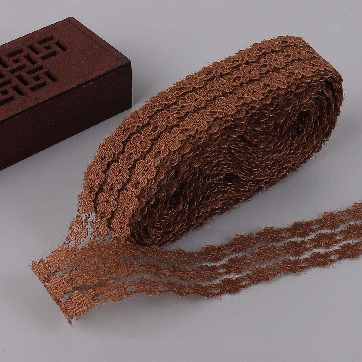 

10 ярдов 2,5 см ремесленные изделия вышитые сетчатые кружевные края ленты DIY ремесла коричневый