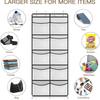 Devesanter Set of 2 Suspended Shelves with 10 Mesh Pockets - Wardrobe Pocket Organizer, Storage Above the Door - Plush Toy Organizer for Bedroom (grey