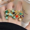 Multi-pendant Fringe Open Ring Vintage Exaggerated Ring Colorful Bead Rings  Party Jewelry