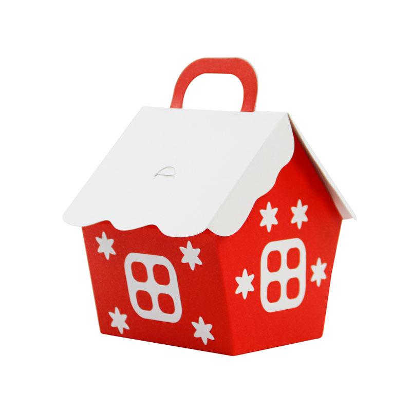

European Christmas Candy Box, Party Holiday Gift Box, Red House Packaging Happy Candy Carton