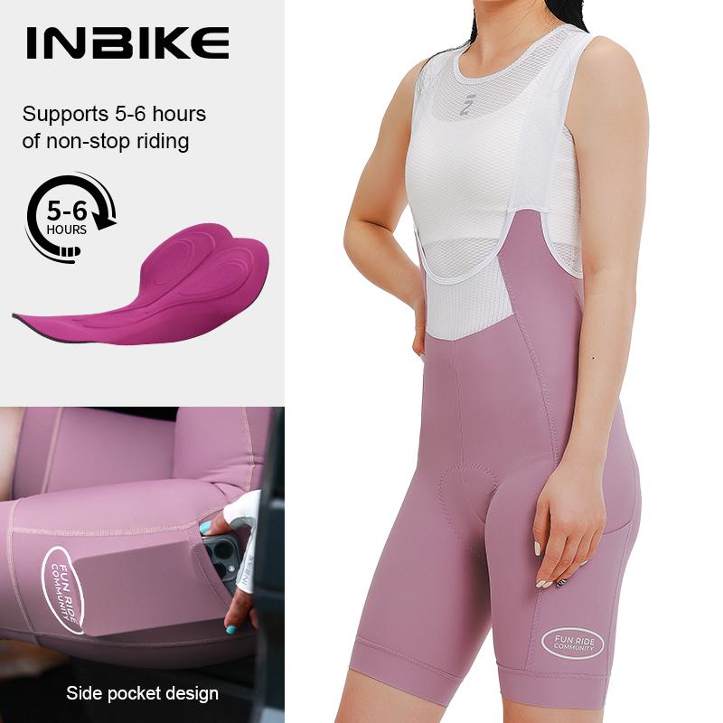 INBIKE Women's Cycling Bibs Pants High-waisted Summer Bike Shorts with Straps Shock Absorbing Bicycle Shorts MTB Cycling Clothes