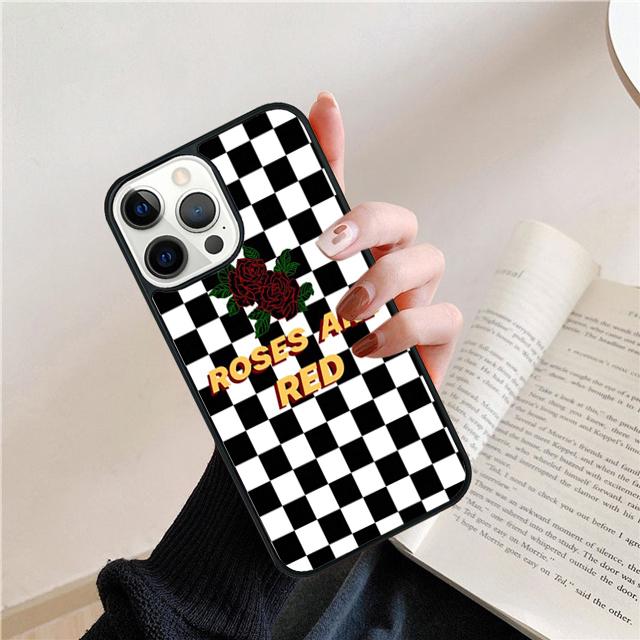 Checkered Sunflower Rose Design Cover For iPhone 17 Air 15 16 14 13 12 Pro Max 11 Pro Max Plus Phone Case Coque