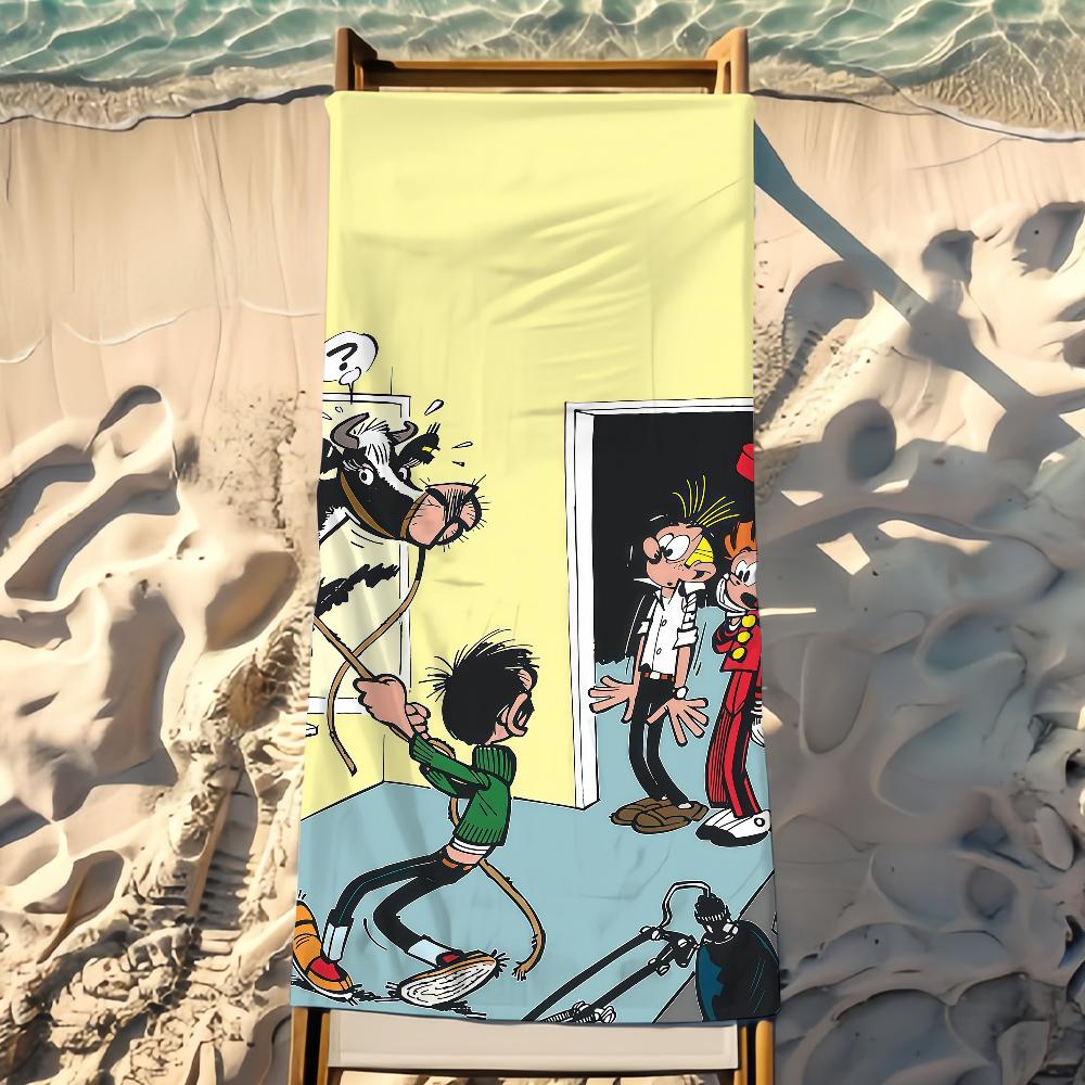 Komiksy G-Gaston Lagaffe Ručník Plážový Sprchový Koupelnový Cestovní Lehký Šetrný k Pleti pro Bazén Kempování Plavbu Letní