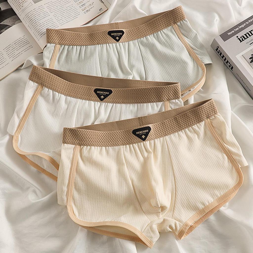 Men's Plus Size Breathable Mid-Waist Solid Color Boxer Briefs