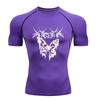 Gym Fitness T-shirt Sports Exercise Butterfly Print Short-sleeved Men's Running Tight Summer Sportswear Quick-drying Top