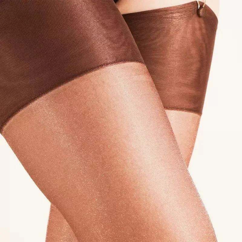 6 Pairs Sexy Nylon No Elastic Shinny Transparent Women Thigh High Stocking Vintage Long Over Knee Girls Ol Ootd Leggings