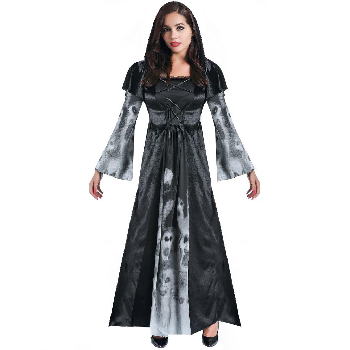 

M-XXL Хэллоуин костюм, взрослый Пасха, большой размер, Фестиваль призраков Череп Ведьма костюм Сценический костюм, Призрак костюм M