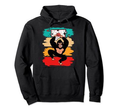 Retro Gorilla Basketball I Kids Basketball Hoodie