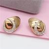 Exquisite Russian Purple Gold Inlaid Zircon Moon Earrings, Luxury Fashion Temperament Versatile Rose Gold Plated Ear Buckles
