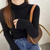 Autumn Winter Knitted Ribbed Turtleneck Sweater Women Clothes Long Sleeve Slim Basic Pullover Woman Sweaters Solid Tops