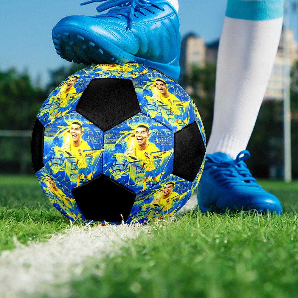 Cristiano Ronaldo Soccer Ball Size 5 Colorful Machine Stitched PVC Competition Ready Durable High-Bounce