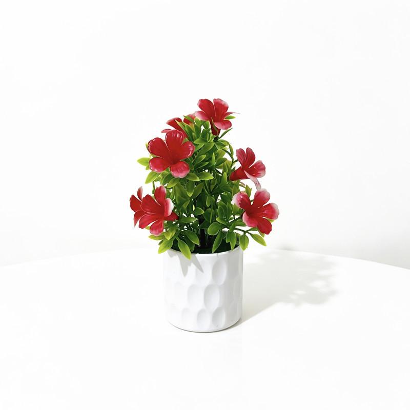 Fake 9 Lily Flower Plastic Vase With Base Decor For Wedding Photography And Home Ornament