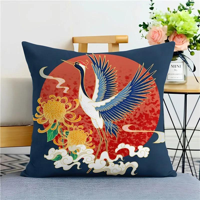 

Наволочка с рисунком журавля и пейзажа для гостиной, дивана, подушки, наволочка для спальни, наволочка для автомобиля, украшение для дома 40x40cm