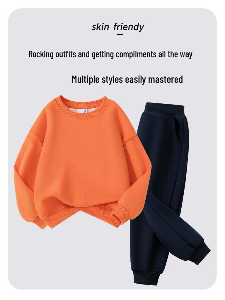 2025 Stylish Boys' and Girls' Solid Color Sweatpants with Ribbed Cuffs for Autumn and Winter