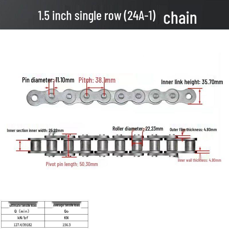Double Row Industrial Transmission Chain with Single Row Sprocket for Large Chains